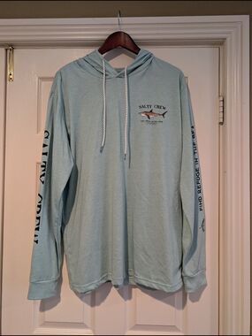 Salty Crew Bruce Hoodie Tech Tee Aqua Long Sleeve
